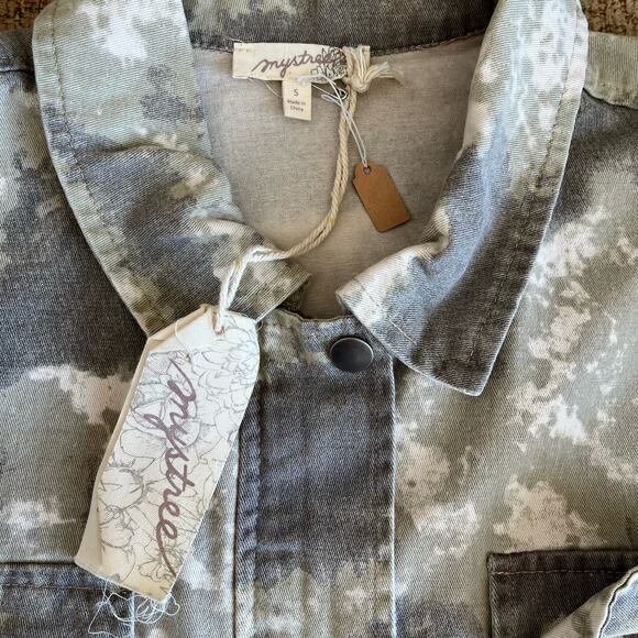 Mystree Jacket Women's Size Small Green Camo Camouflage Drawstring Buttons NWT - Picture 6 of 7